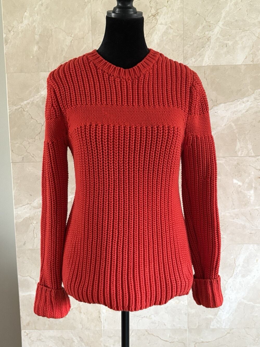 Si‑iae Chunky Knit Sweater – M, Red Apres Ski, Thick Ribbed Pullover, Cabincore